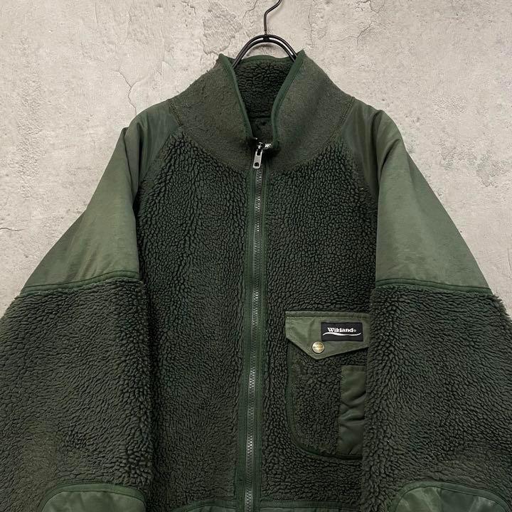 US古着◆ボアフリース ブルゾン カーキグリーン メンズ2XL