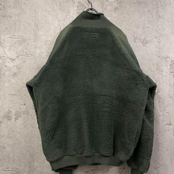 US古着◆ボアフリース ブルゾン カーキグリーン メンズ2XL