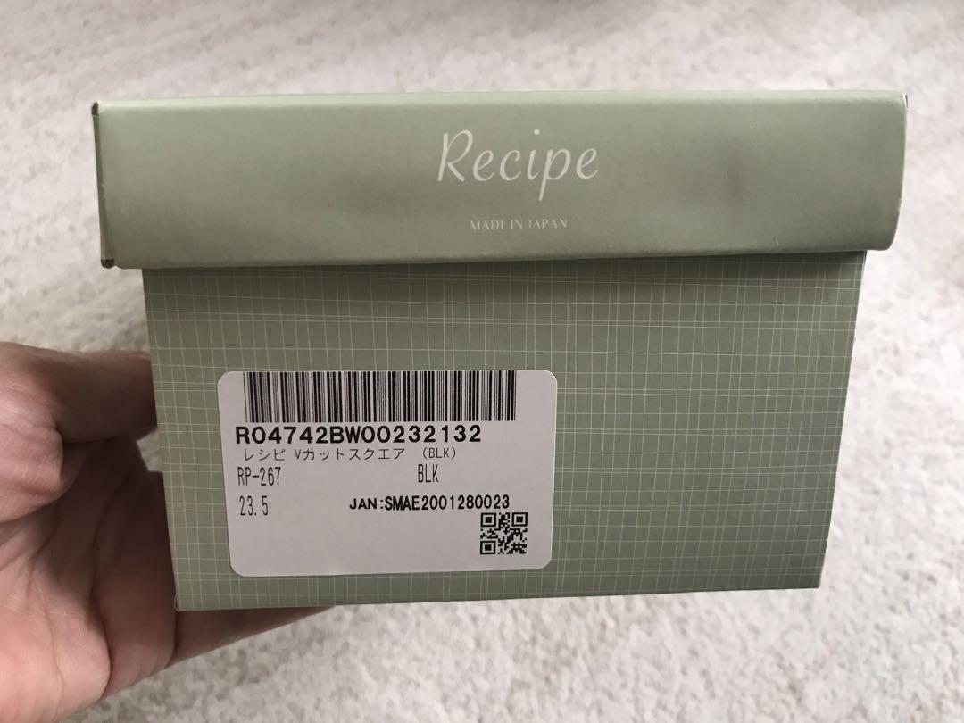 レシピ Recipe Vカットスクエアパンプス　ブラック【未使用】