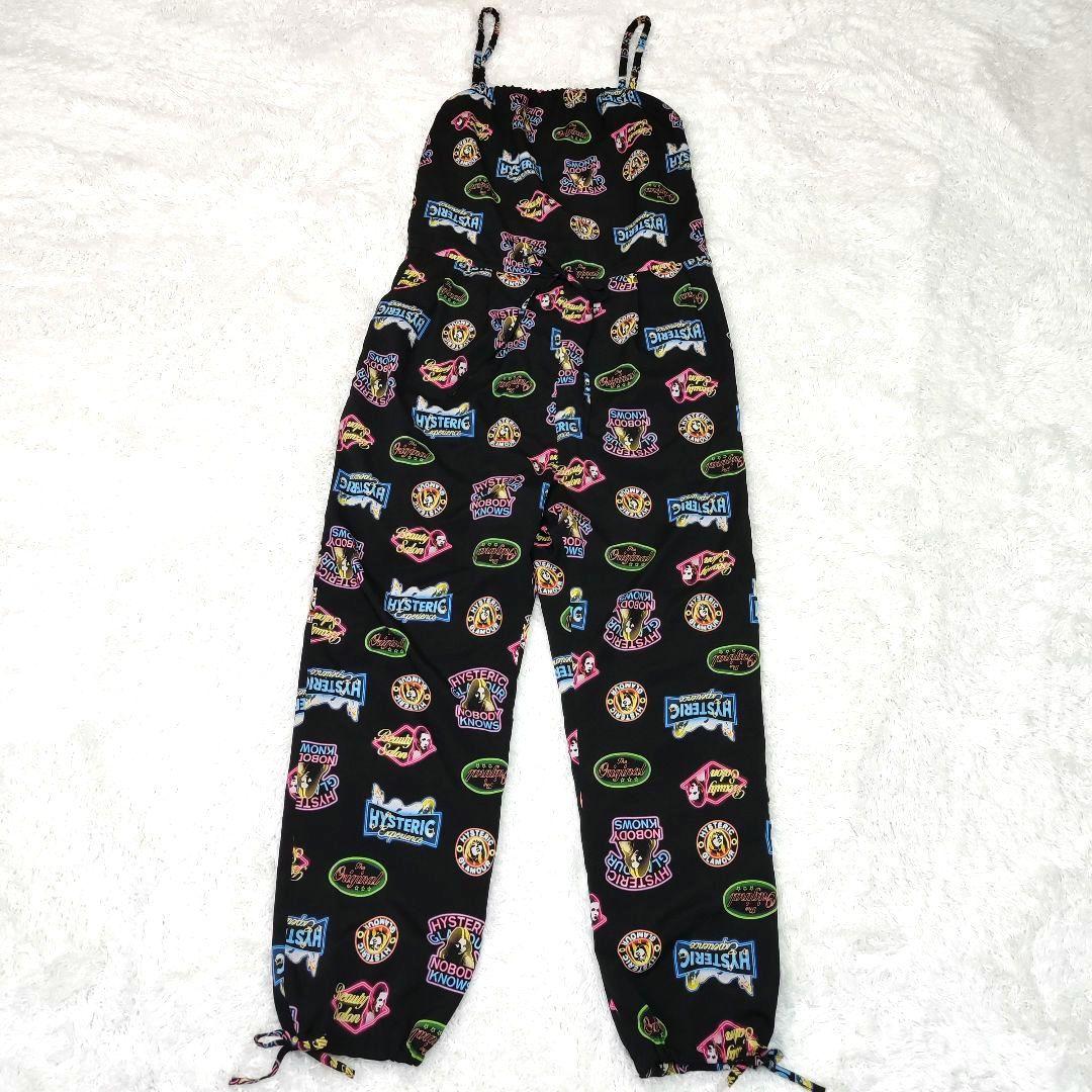 美品】 HYSTERIC GLAMOUR オールインワン NEON 総柄 黒 - メルカリ