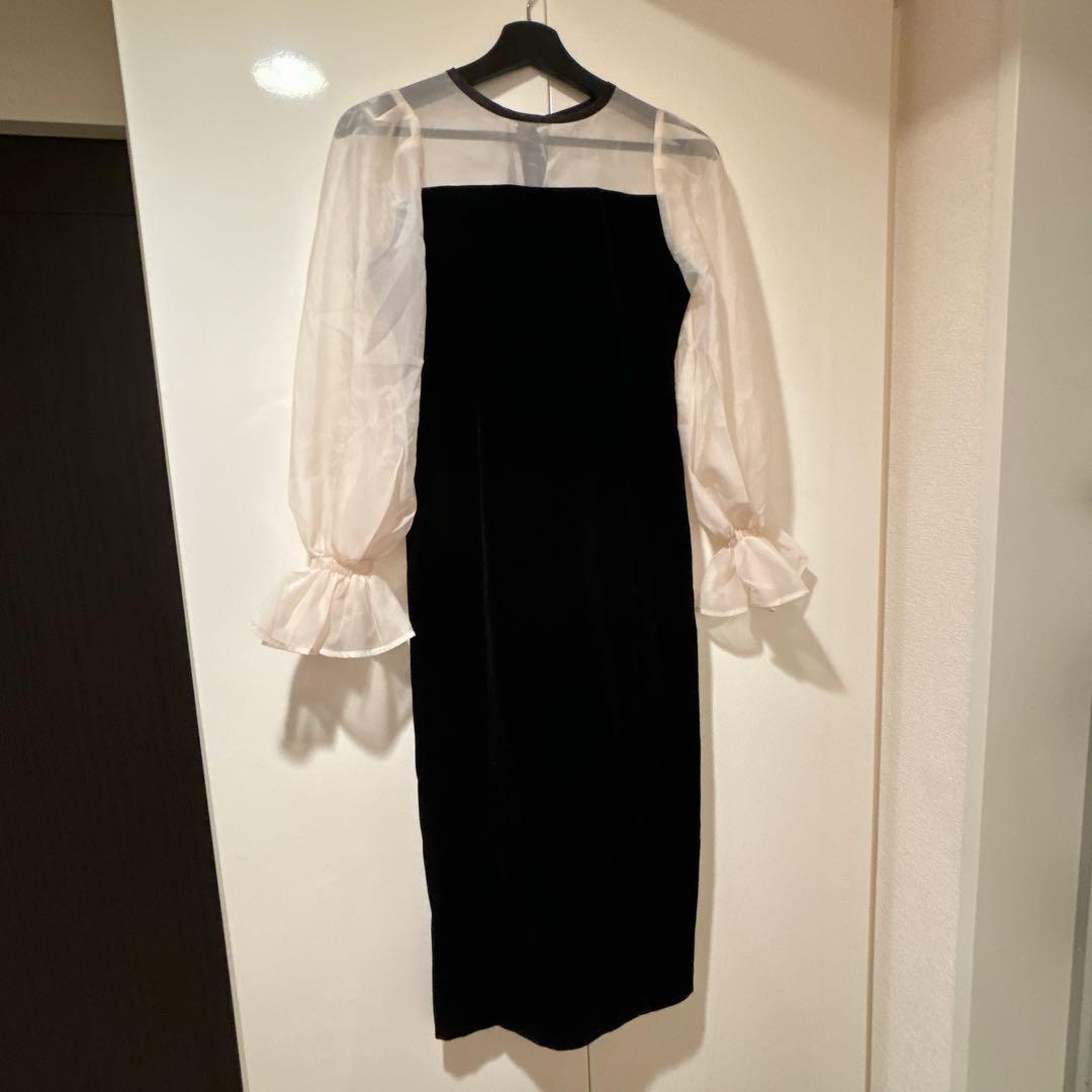 【SALON by Chico】配色シースルータイトロングドレス　タグ付き