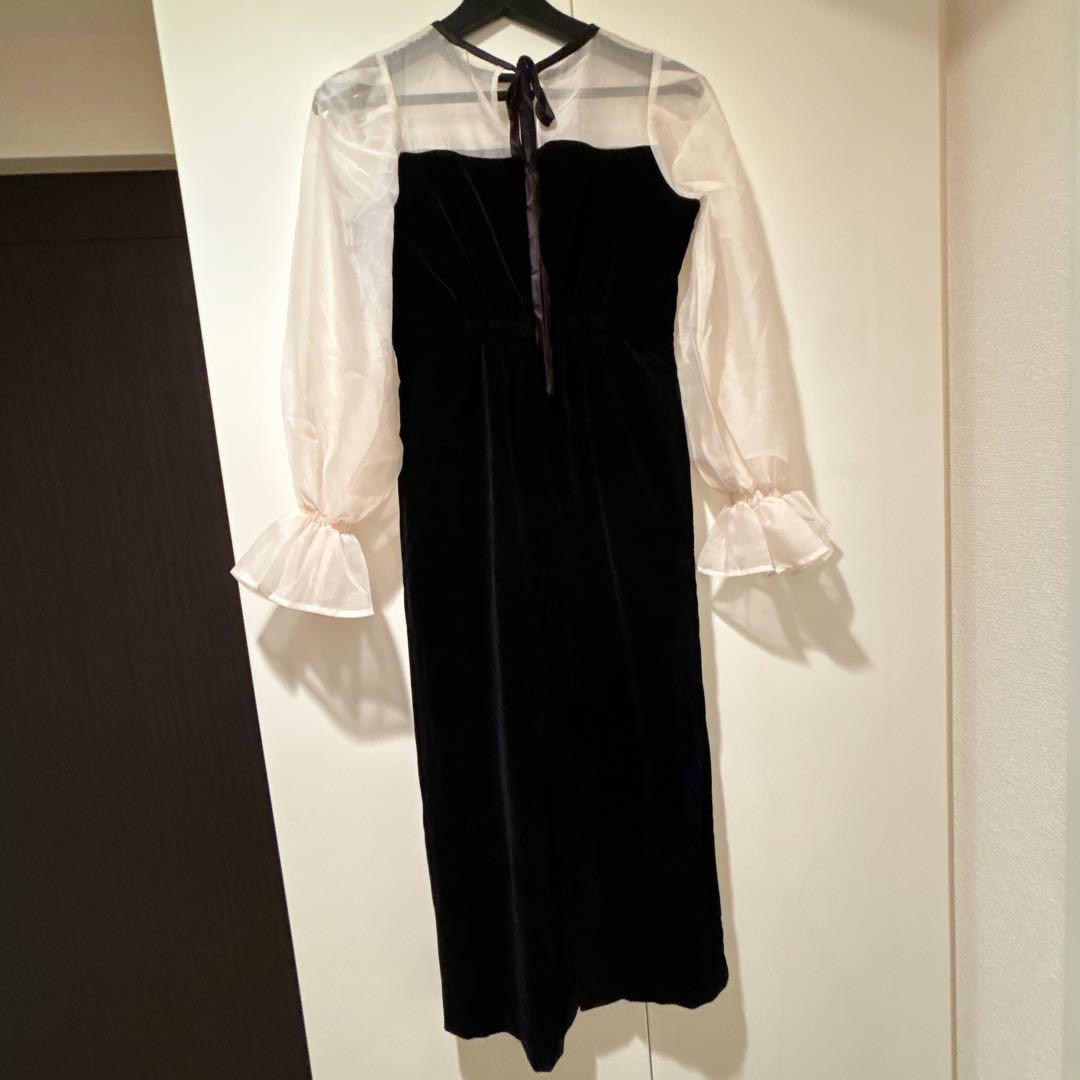 【SALON by Chico】配色シースルータイトロングドレス　タグ付き
