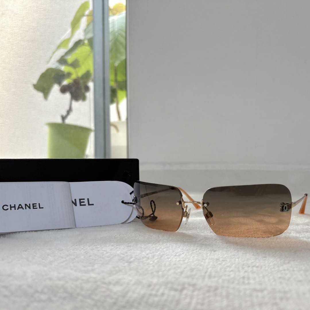 人気✨CHANEL シャネル リムレス サングラス ココマーク 4017 極美 CHANEL シャネル 4017 ココマーク リムレス サングラス