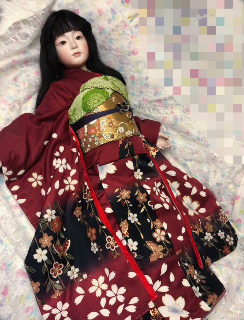 日本人形 創作人形 ビスクドール リボーンドール 抱き人形 希少 市松人形 特大美品 創作人形 三輪輝子作 保証書付き 姫扇 ビスクドール