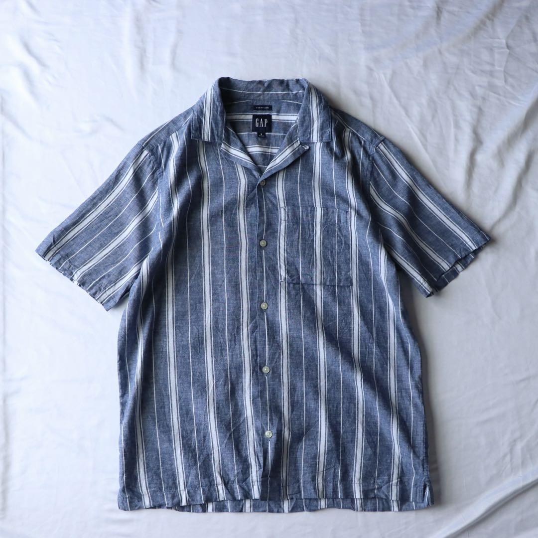 90s 00s OLD GAP 開襟シャツ　リネン　ボックスシルエット　古着