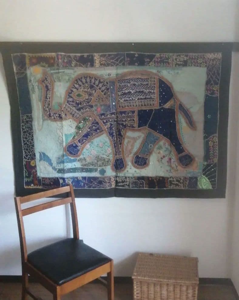 インド　像　ゾウ　インテリア　布絵　タペストリー　海外