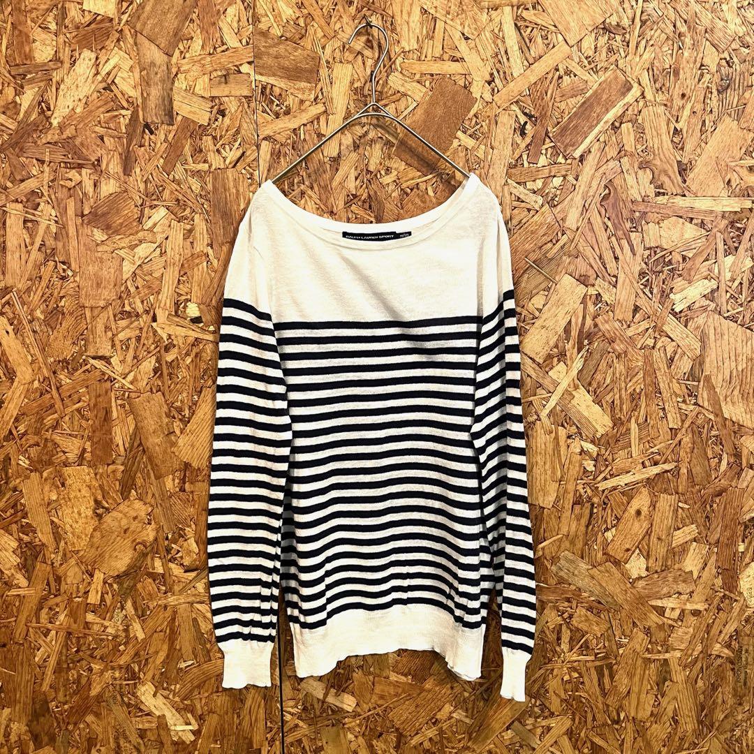 RALPH LAUREN SPORT ニットカットソー ボーダー ホワイト L
