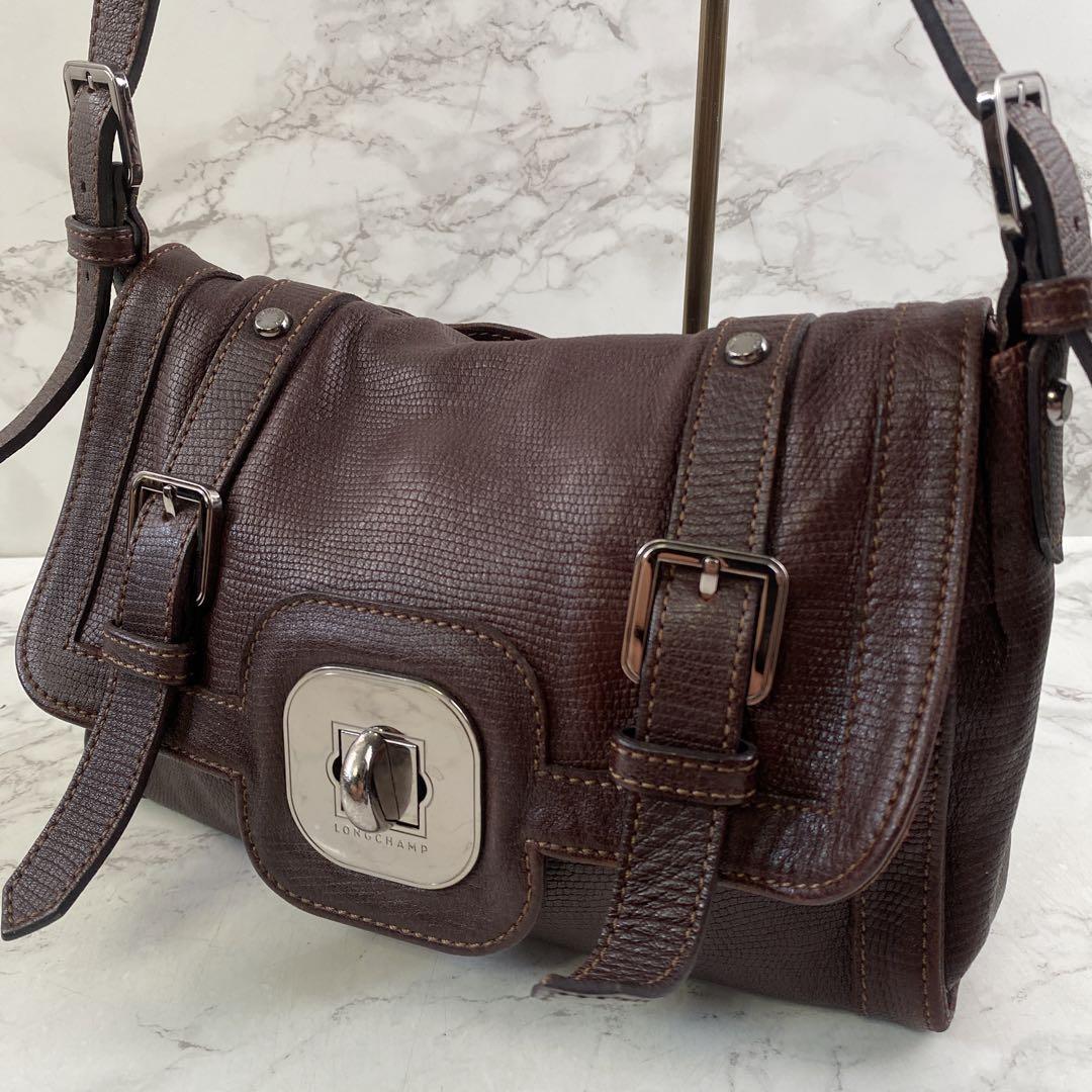 LONGCHAMP ロンシャン ターンロック 本革 レザー ミニショルダーバッグ