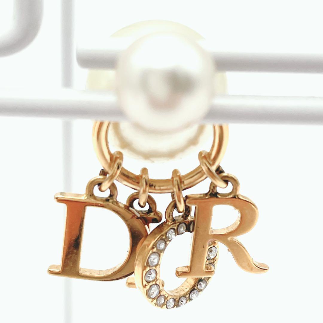 【美品】Dior ディオール ゴールド ロゴ パール ピアス