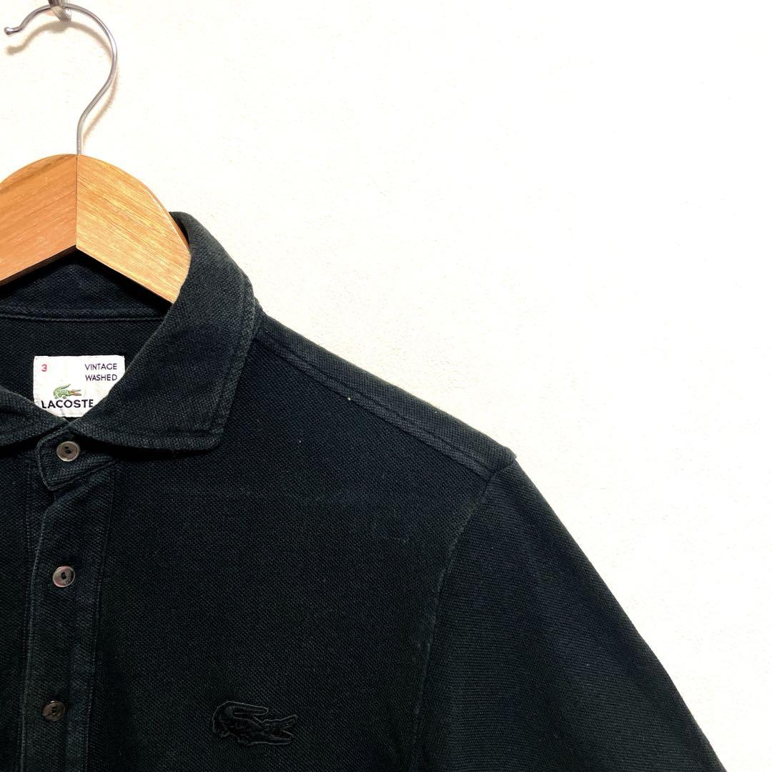 LACOSTE ヴィンテージウォッシュド　ブラック　黒　3 ポロシャツ