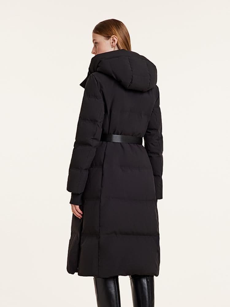 GOELIAベルト付きフード付きギャザーウエストロンググースダウンガーメント M GOELIAベルト付きフード付きギャザーウエストロンググースダウンガーメント M