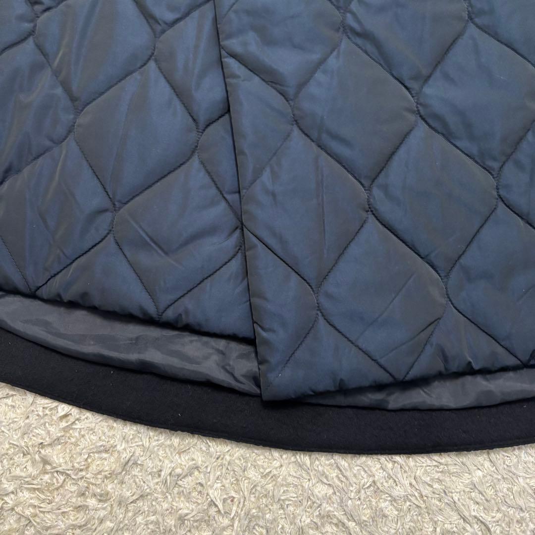 ENFOLD エンフォルド 圧縮ビーバーキルティングAラインコート ノーカラー黒