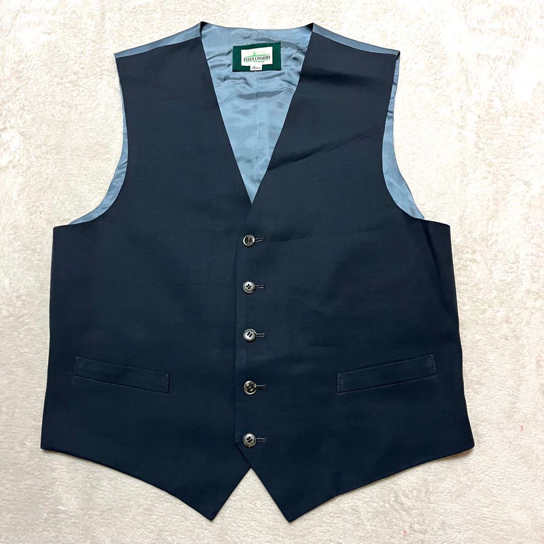 EREDI CHIARINI 3ピース　カーキ　無地　L 2タック スーツ上下