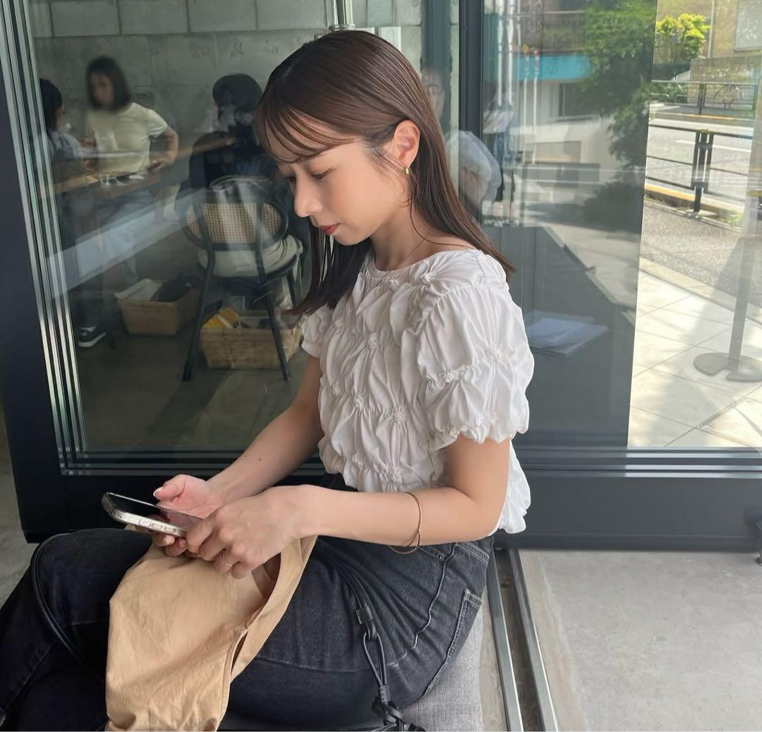 新品 タグ無 CAPRICIEUXLEMAGE シャーリングホイップTシャツ 白