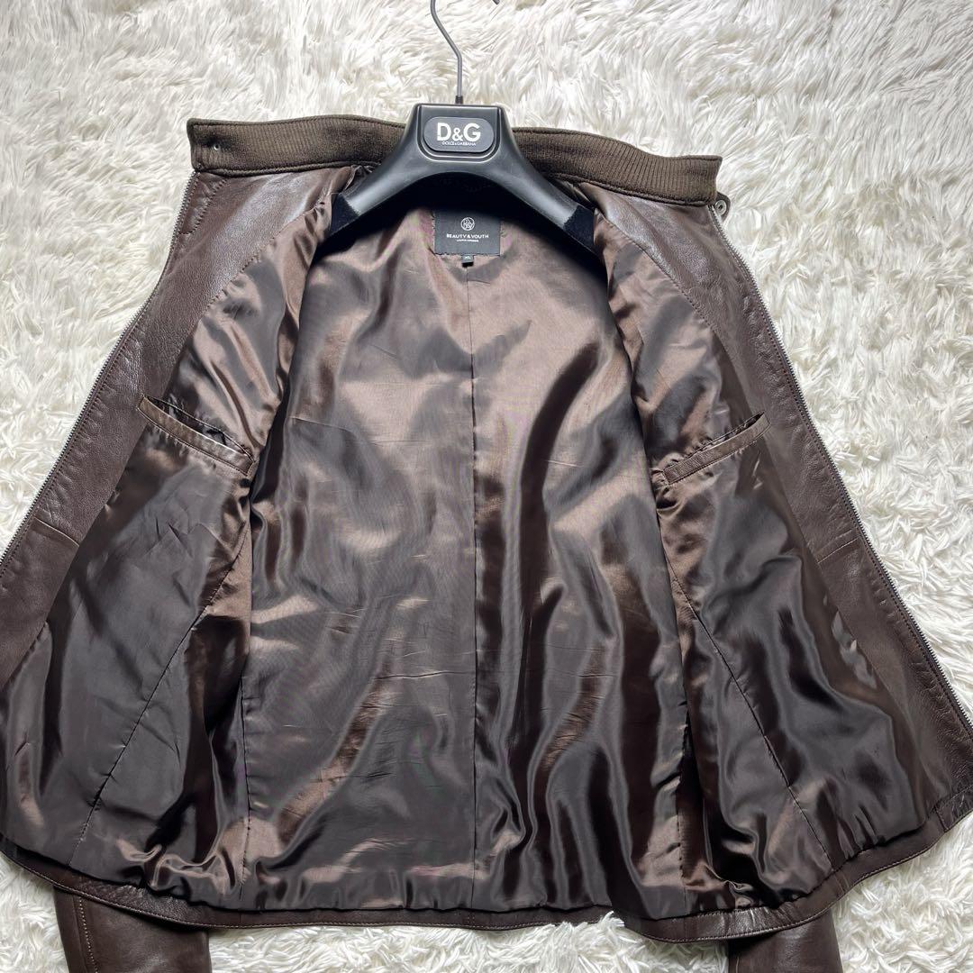 希少XL✨】ユナイテッドアローズ ラムレザー ライダース 茶