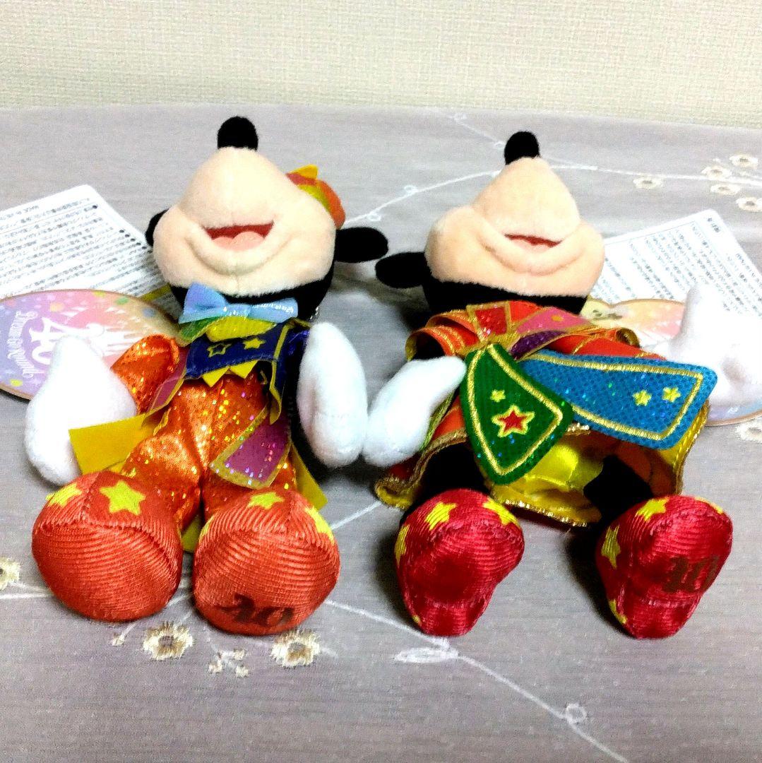 ディズニー 40周年 ミッキー ミニー ぬいぐるみバッジ 未使用