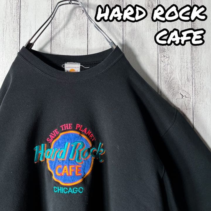 USA製 XL 90s】ハードロックカフェ 刺繍ロゴ シカゴ スウェット www