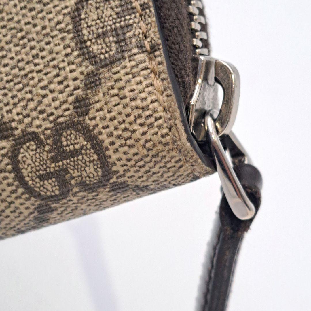 GUCCIグッチ　GGスプリーム　シェリーライン　ビー　ラウンドファスナー長財布