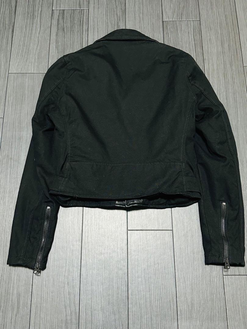 Y's × schott レザー切り替え コットンライダースジャケット