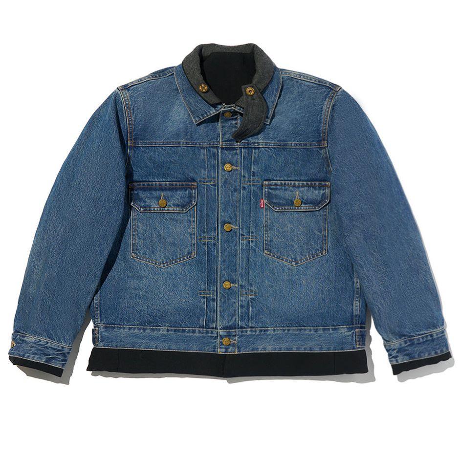 ★sacai★Sacai×Levi's 限定コラボ リバーシブルデニムブルゾン リーバイス×sacai」デニムジャケット3種をドッキング、7ポケット
