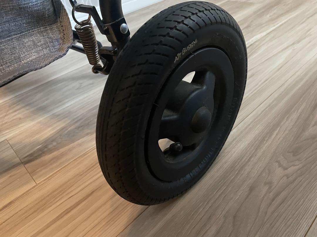 ダブルベビーカー グレー/ストライプ 収納バッグ付き