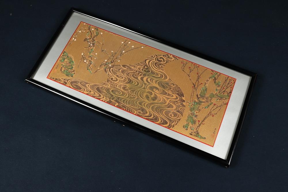 617 尾形光琳 「紅白梅図屏風」 複製 工芸品 日本画 琳派 額装