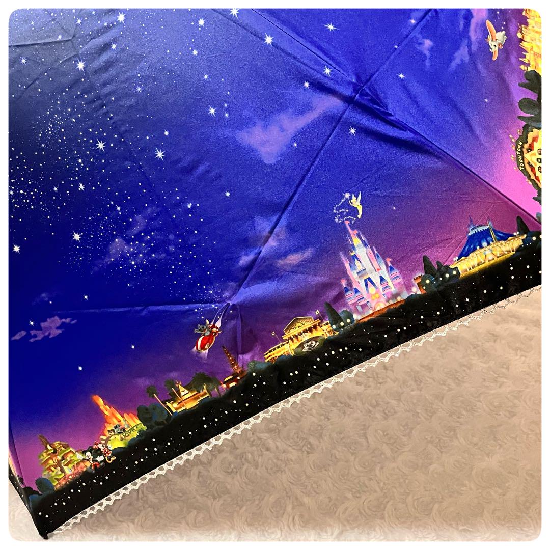 新品】 ディズニーリゾート限定 パーク夜景 折りたたみ傘 日傘