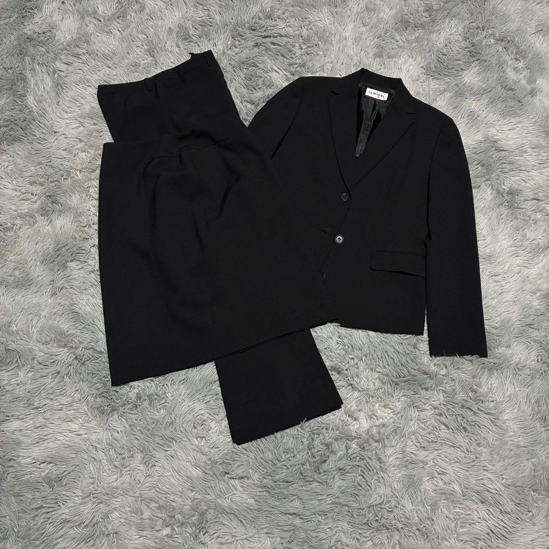 【未使用に近い】LEMIORE 11号 3ピース ストレッチ スーツ BLACK