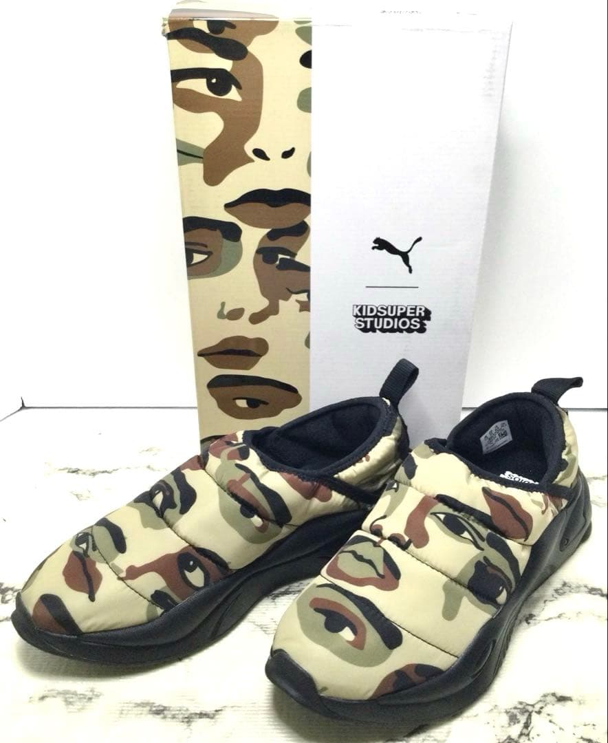 新品「PUMA」カモフラージュ柄 キルティングナイロン スニーカー UK7.5