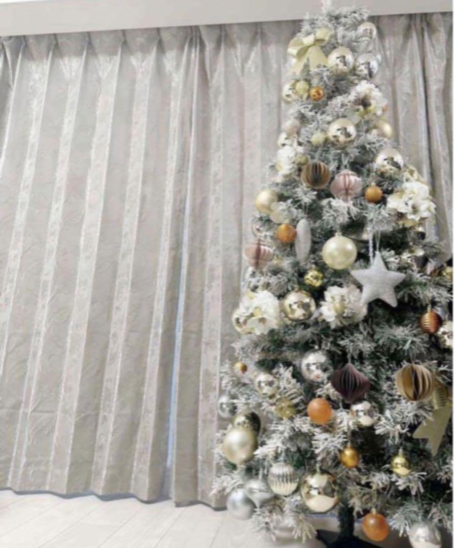 華やか素敵　雪デザイン特大　大きめクリスマスツリー　グリーン×ホワイト