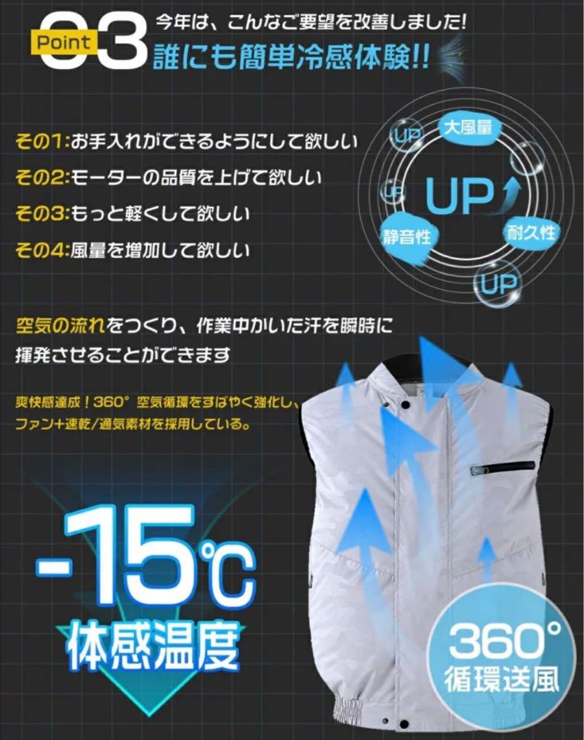 新品 空調作業服 バッテリー ファン付きベスト 30000mAh 22V