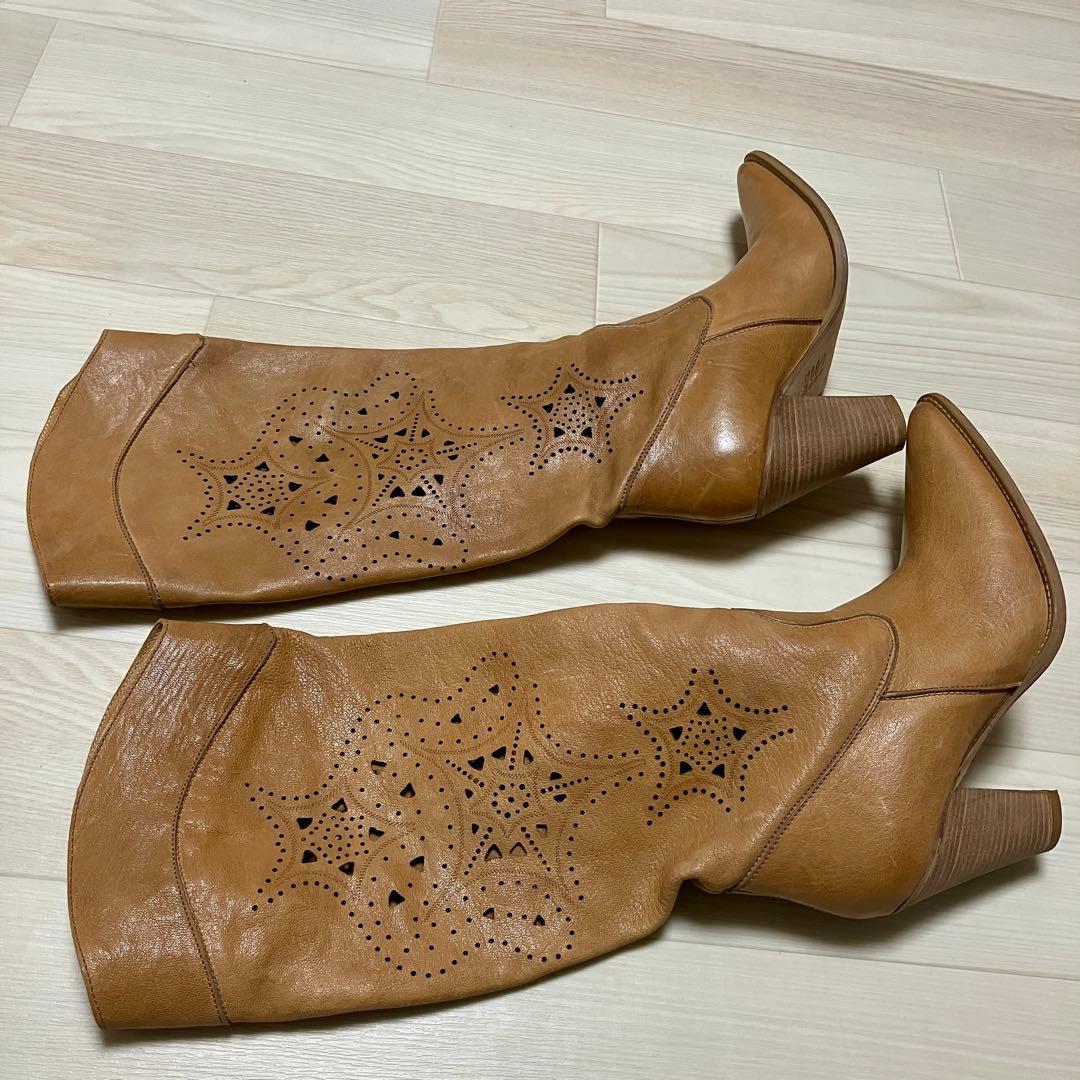 イタリア製レザー ロングブーツ 38 (25cm) イタリア製レザー ロングブーツ 38 (25cm)