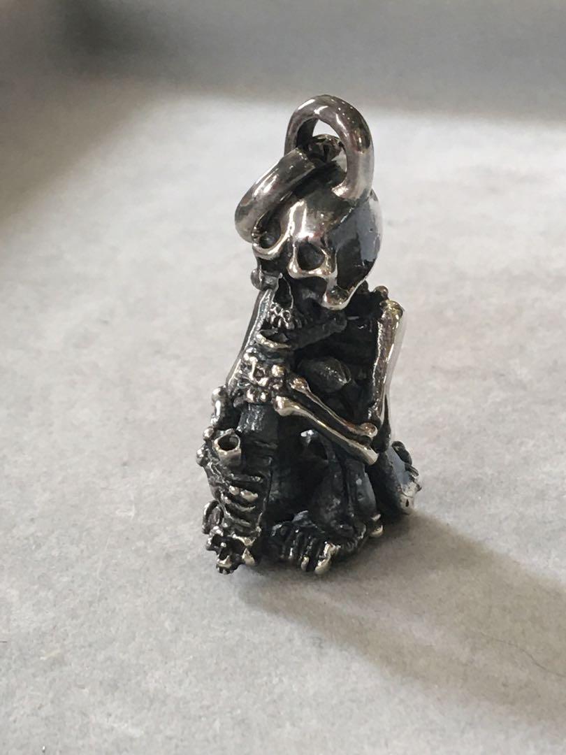 [新品] silver925 クラリネットを吹くスカル　骸骨　ペンダントトップ