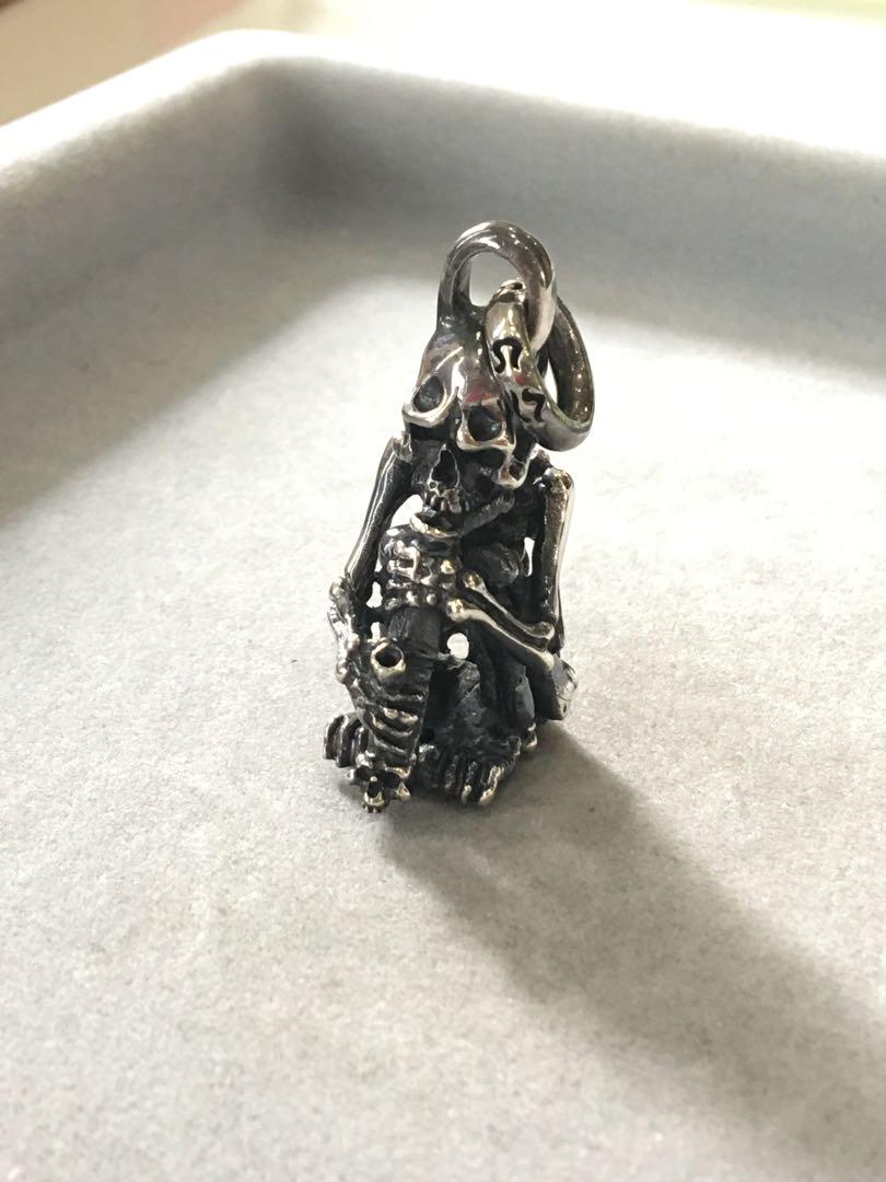 [新品] silver925 クラリネットを吹くスカル　骸骨　ペンダントトップ