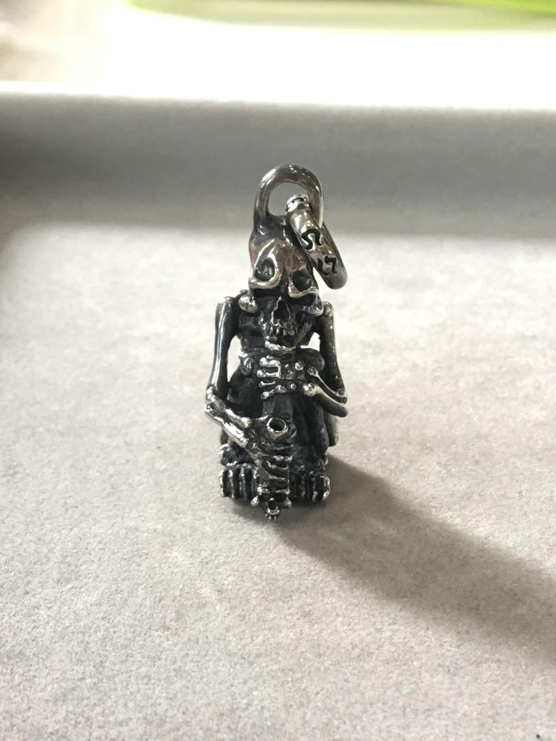 [新品] silver925 クラリネットを吹くスカル　骸骨　ペンダントトップ