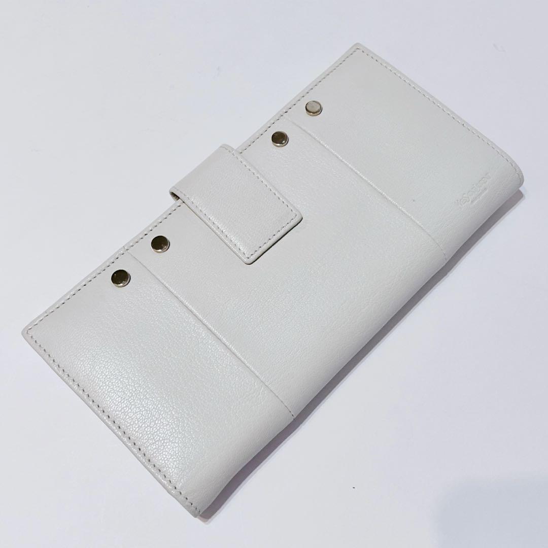 【希少 極美品】イヴサンローラン YSL ロゴボタン レザー 二つ折り 長財布