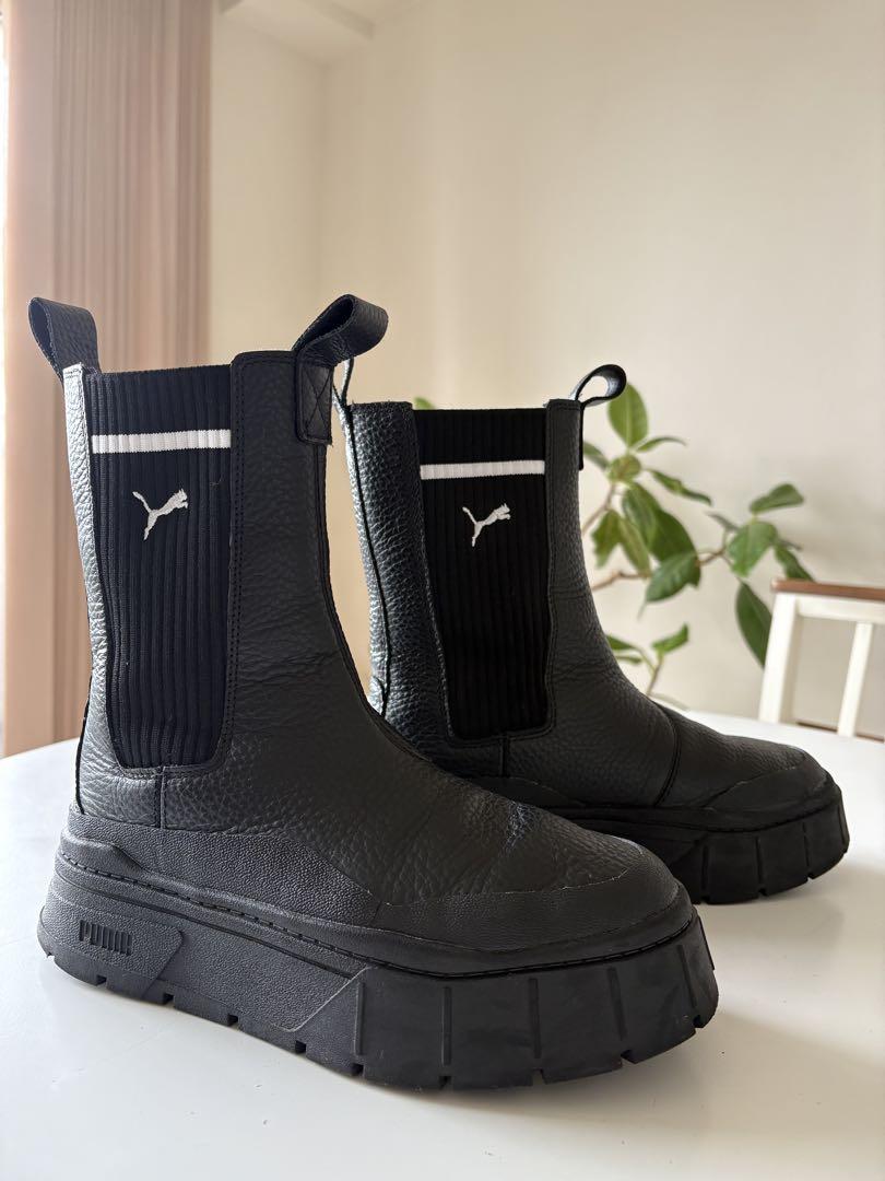 PUMA ブラック サイドゴアブーツ 本当に 安い 通販ファッション - 活動的な春ピッタリ 【PUMA