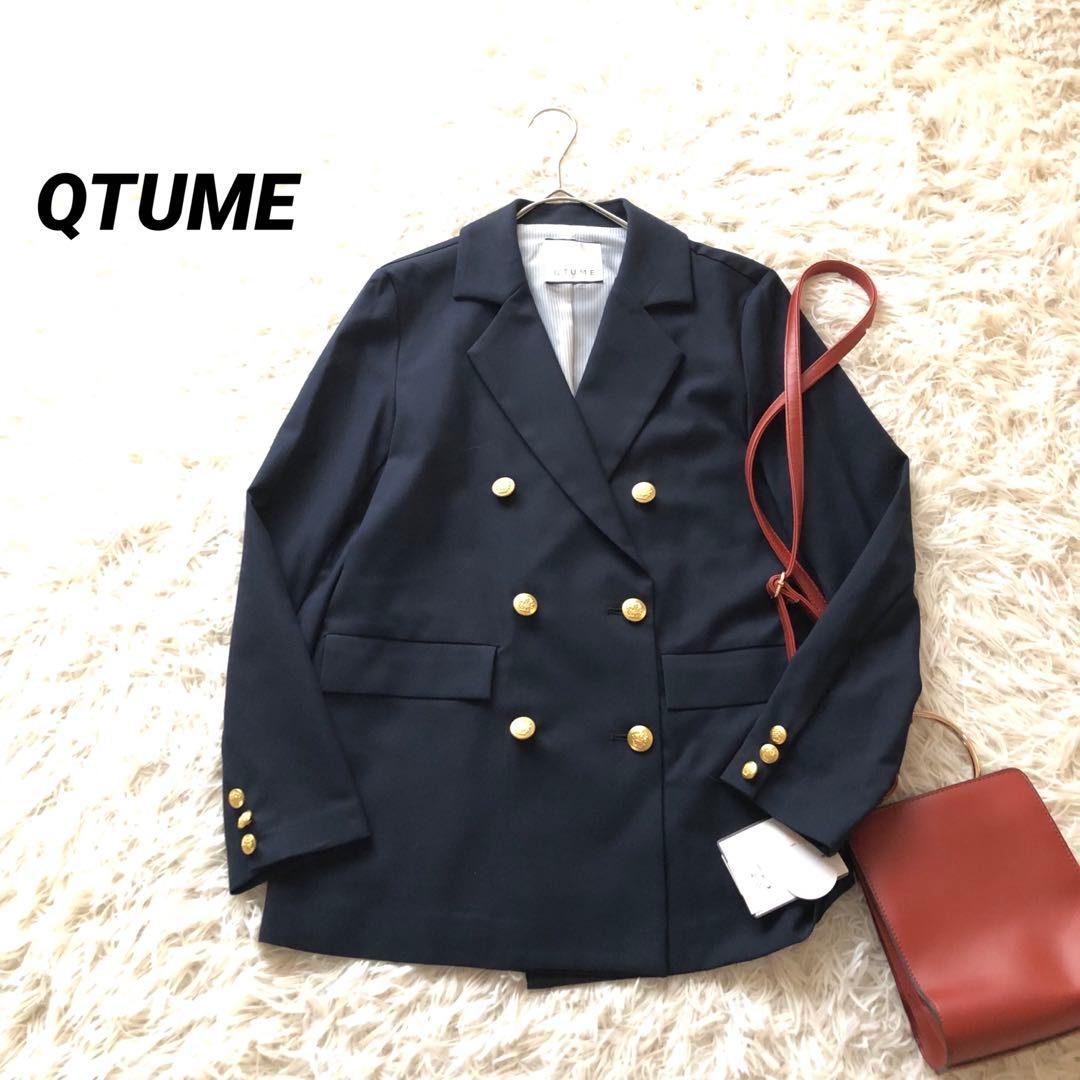 未使用✨クチューム【38】金ボタンダブルテーラードジャケット 定価2万　ネイビー