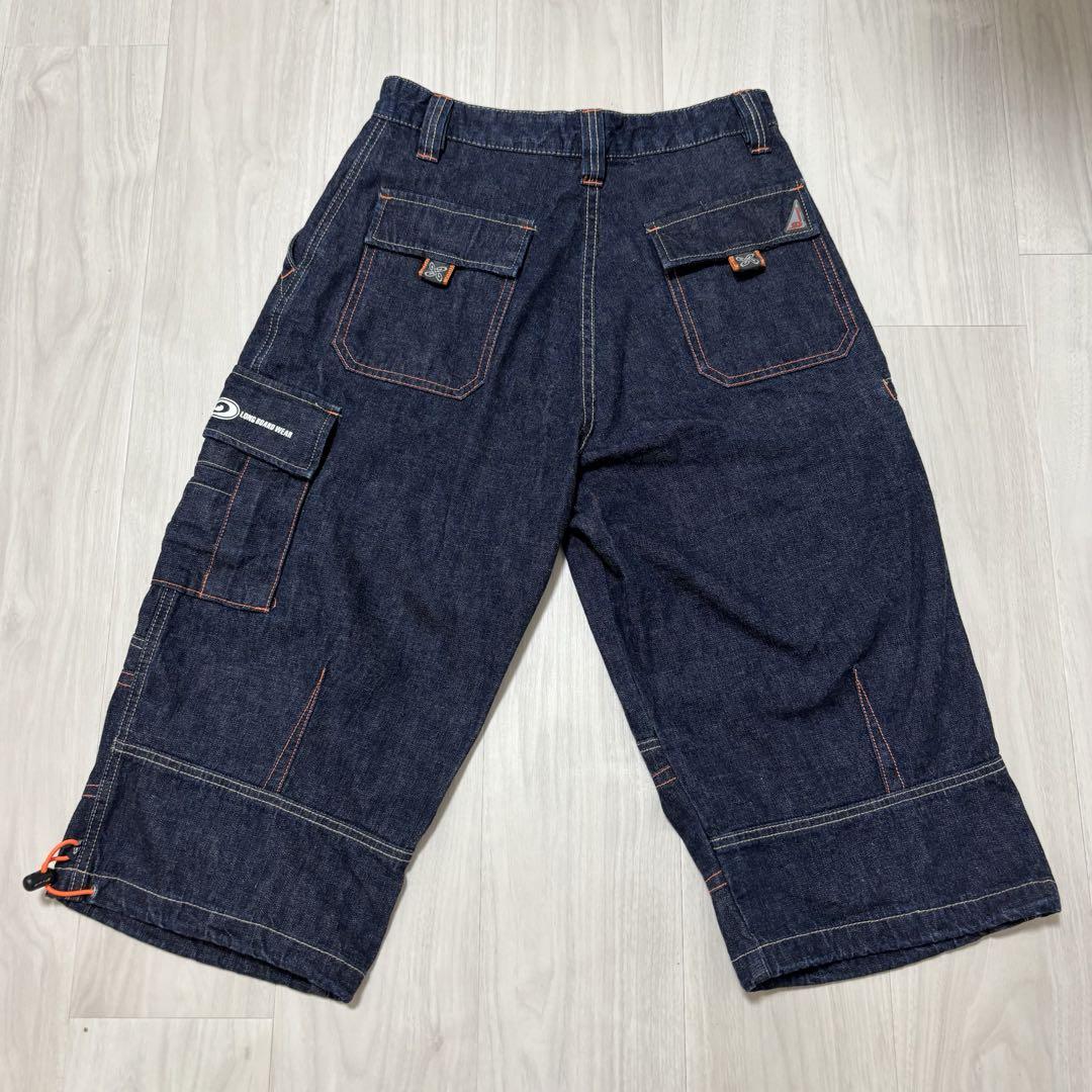 Y2K PIKO ピコ 極太 先染めブラック カーゴ デニムパンツ M ワイド PIKO ピコ 00s y2k 刺繍 ギミック ワイド デニム カーゴパンツ