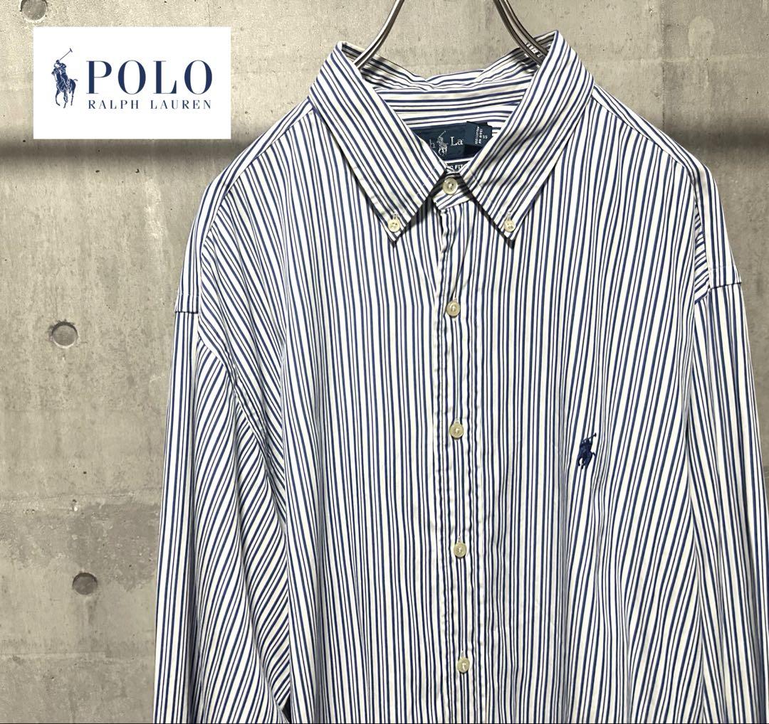 90s 00s RALPH LAURENラルフローレン　長袖 ストライプシャツ