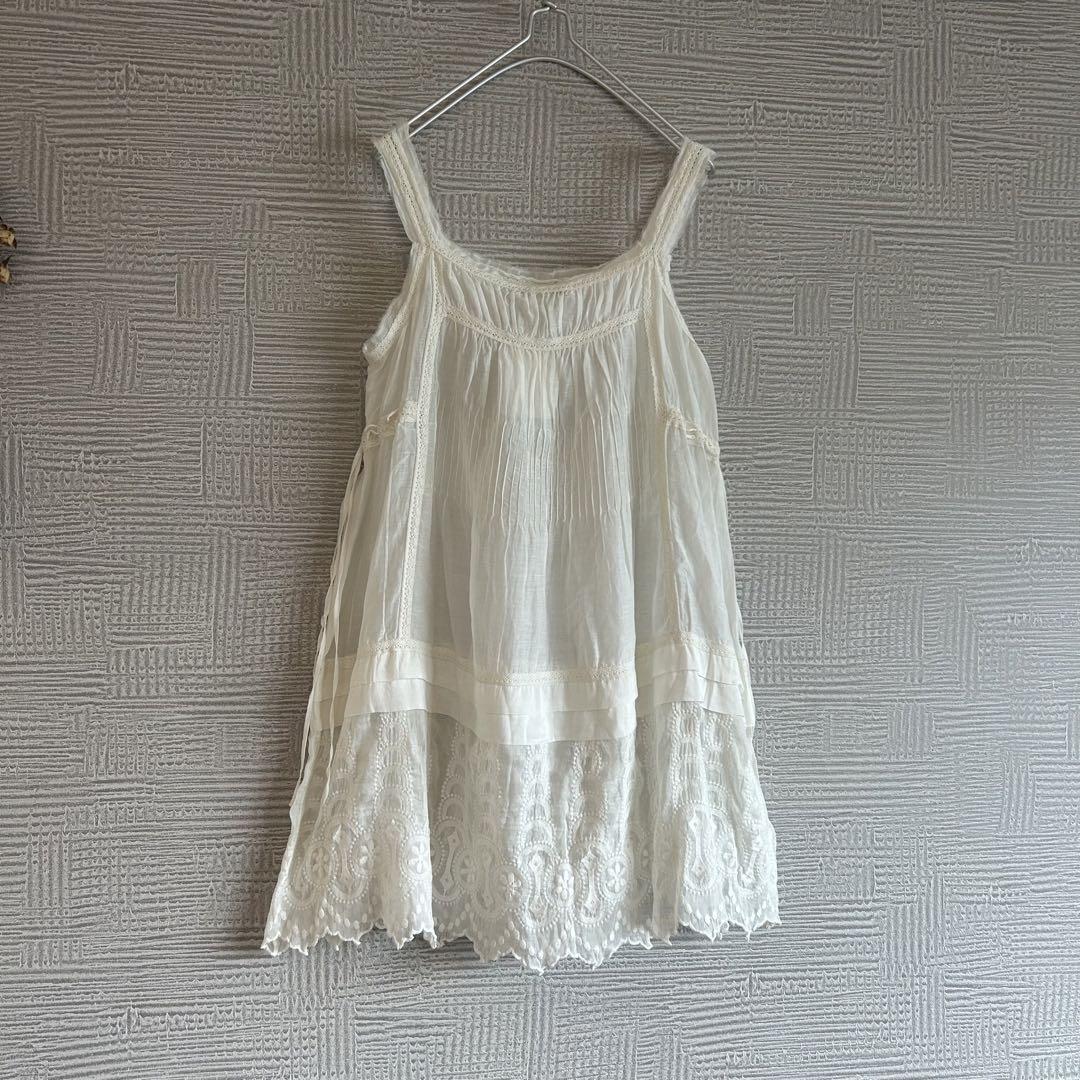 【未使用タグ付】NE QUITTEZ PAS!☆コットンシルクレースキャミワンピ