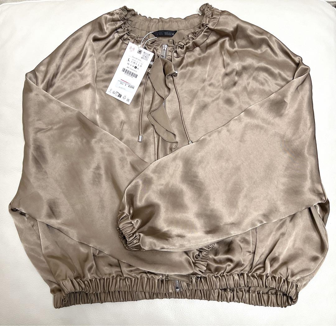 ZARA フリルサテンジャケット 2710/578 ZARA】フリルサテンジャケット 2710/578/737