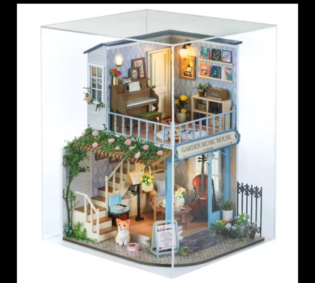 ドールハウス完成品オーダー。新作、四角お家（青）