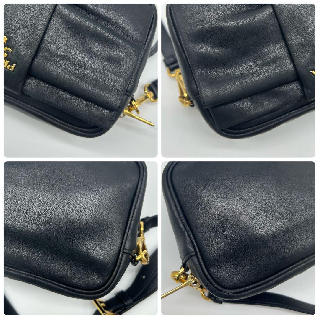 【良品！✨】PRADA プラダ ショルダーバッグ ジャガード リボン 黒