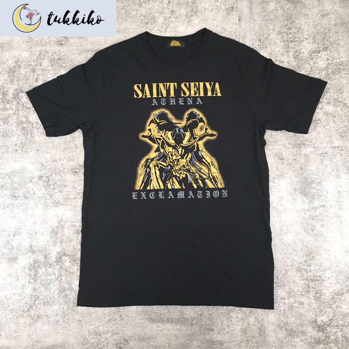聖闘士星矢 アニメTシャツ 古着 ビッグプリント ゴールドセイント ブラック L