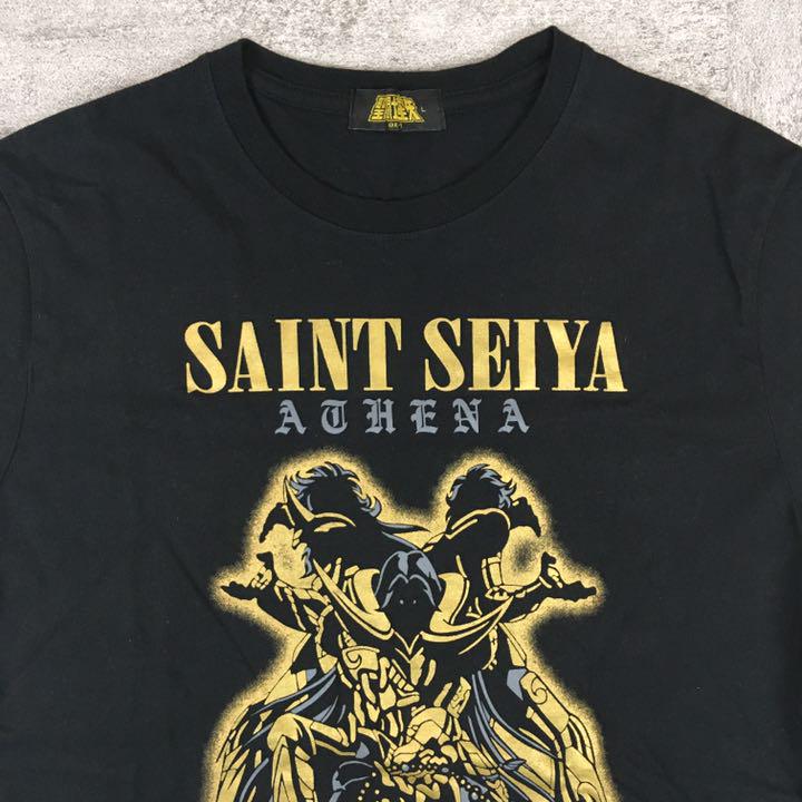 聖闘士星矢 アニメTシャツ 古着 ビッグプリント ゴールドセイント ブラック L