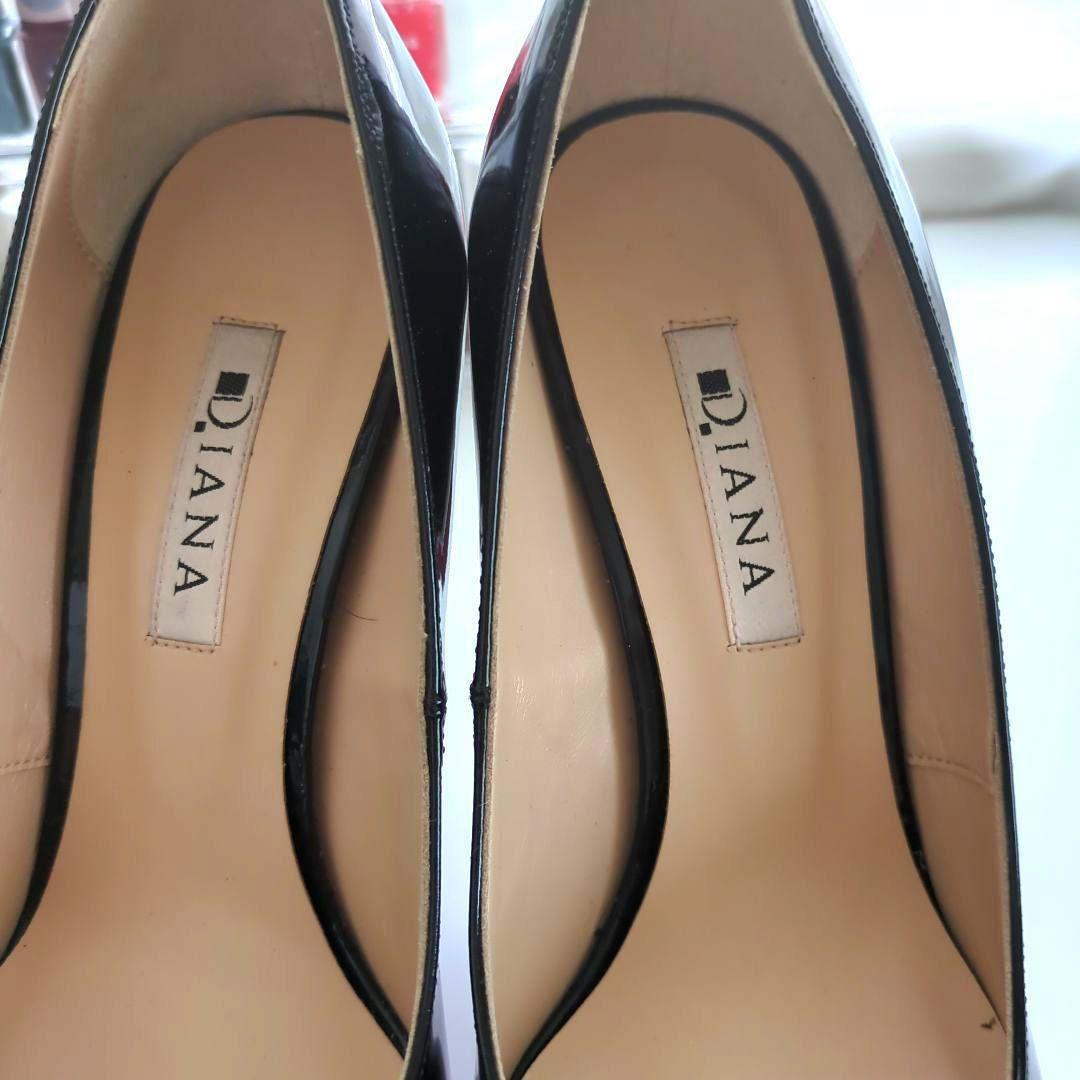 極美品 DIANA エナメルブラック オープントゥ ハイヒール 24サイズ ❣️DIANAブラックエナメルハイヒール・パンプス 24✨️極美品
