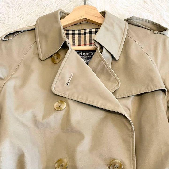 通販正規品 ✨美品✨バーバリー ノバチェック レディースL ベルト付き fDY59-m85513646161 トレンチコート 玉虫 格安国産