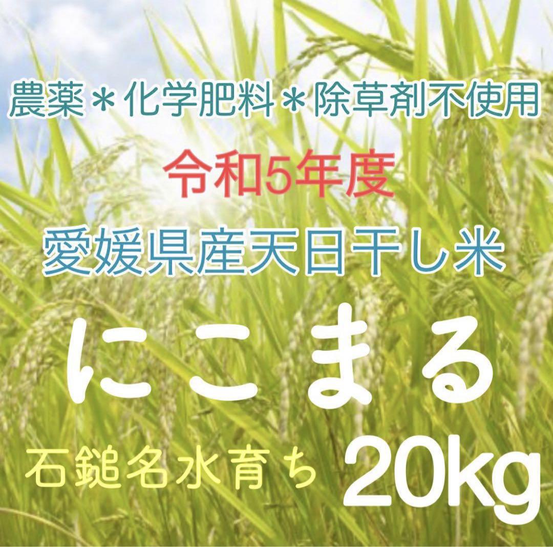 農薬化学肥料除草剤不使用　R5年度新米　愛媛県産にこまる　天日干し米  20kg