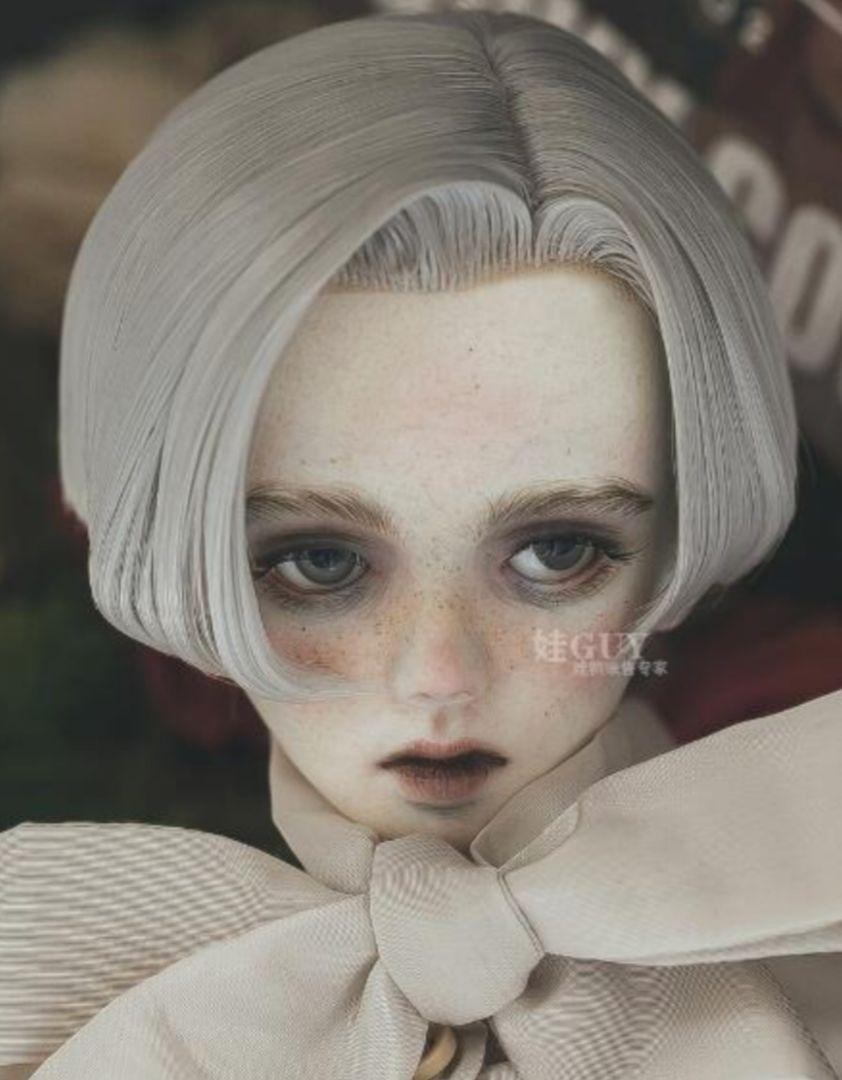 DOLK 娃GUY ドール用ウィッグ サイド分け シルバー系 ショート